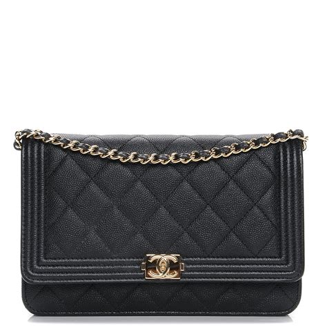 chanel black caviar boy bag|CHANEL Caviar Quilted Boy Wallet On Chain WOC Black.